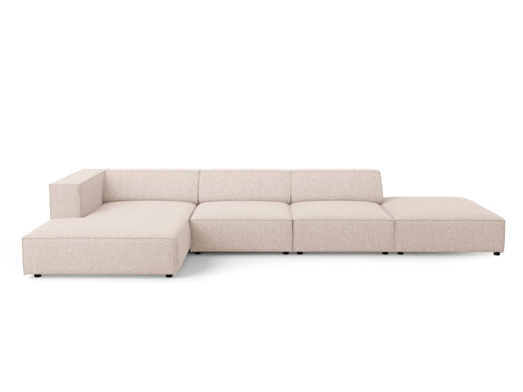 Cosmopolitan Design - Divano angolare sinistro "Arendal" 5 posti in ciniglia beige 