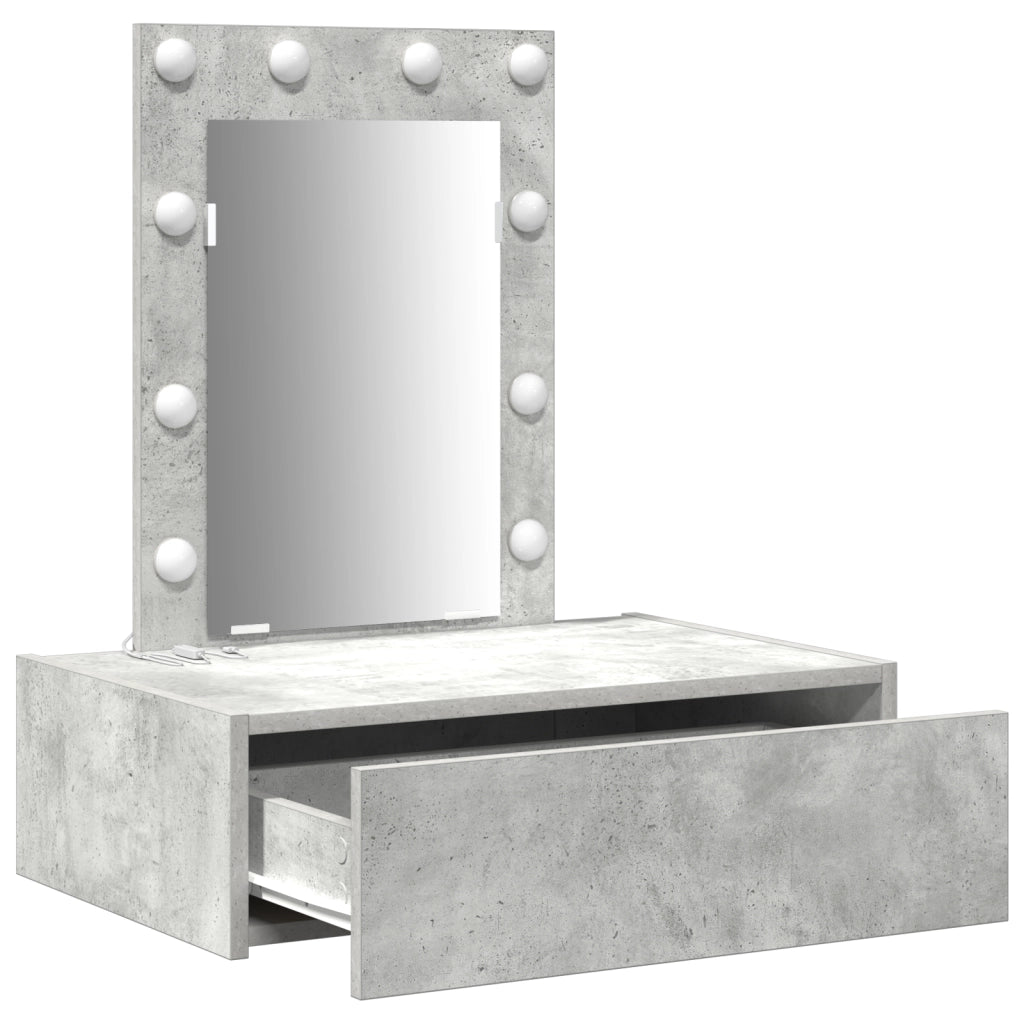 Tavolo da trucco a parete con luci LED Grigio cemento