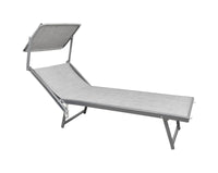 Lettino Prendisole Deluxe In Alluminio Pieghevole Professionale Sdraio Con Tettino Parasole Tessuto Textilene Impermeabile Resistente Raggi Uv Giardino Piscina Spiaggia Terrazzo  - Grigio