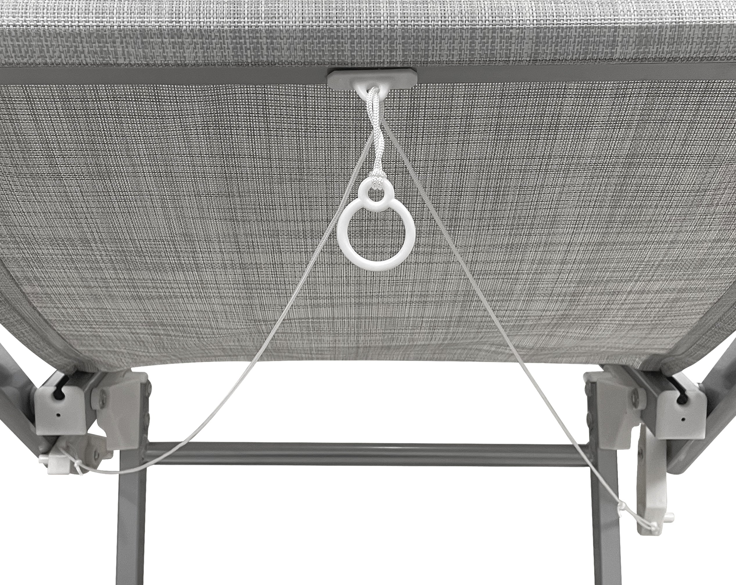 Lettino Prendisole Deluxe In Alluminio Pieghevole Professionale Sdraio Con Tettino Parasole Tessuto Textilene Impermeabile Resistente Raggi Uv Giardino Piscina Spiaggia Terrazzo  - Grigio