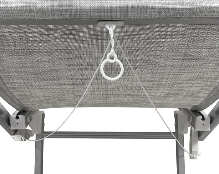 Lettino Prendisole Deluxe In Alluminio Pieghevole Professionale Sdraio Con Tettino Parasole Tessuto Textilene Impermeabile Resistente Raggi Uv Giardino Piscina Spiaggia Terrazzo  - Grigio