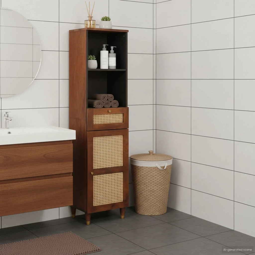 Credenza con Cassetto-Buffet-Armadio da cucina con porta Marrone 38 x 33.5 x 160 cm