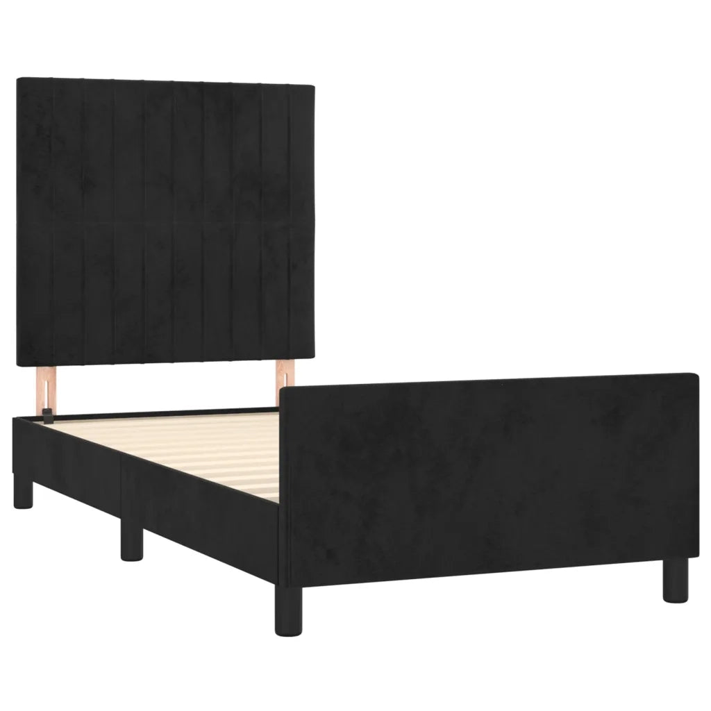Giroletto con Testiera Nero 90x190 cm in Velluto 3125851