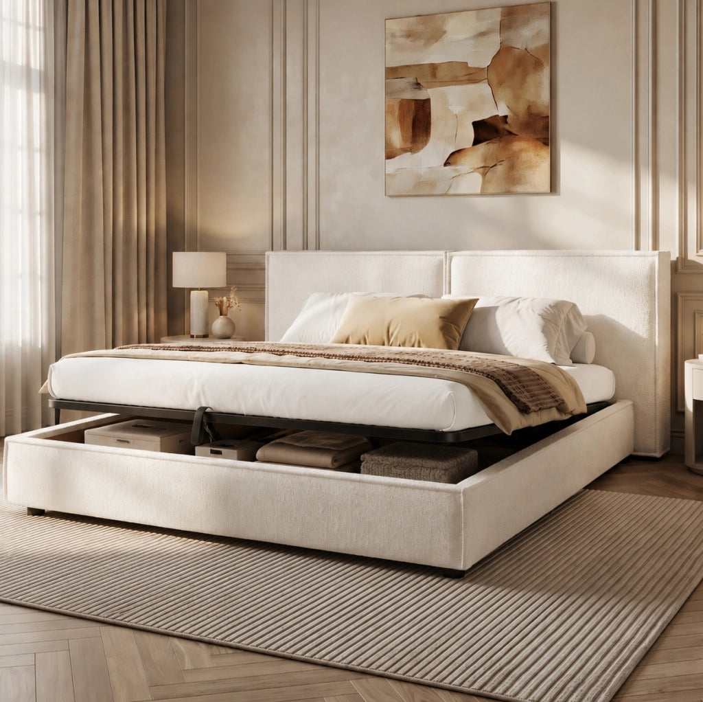 Letto matrimoniale imbottito 180x200 cm con contenitore idraulico