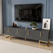 MOBILE TV 170 cm Grigio/Nero in truciolare con 4 ante e gambe dorate