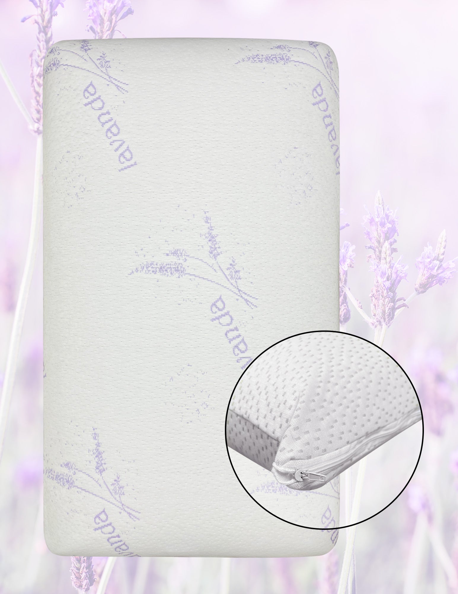 Guanciale Anatomico Aloe Vera Memo Cuscino Letto Saponetta Traspirante Memory Foam Anallergico Prodotto Italiano - Lavanda- 2 Cuscini