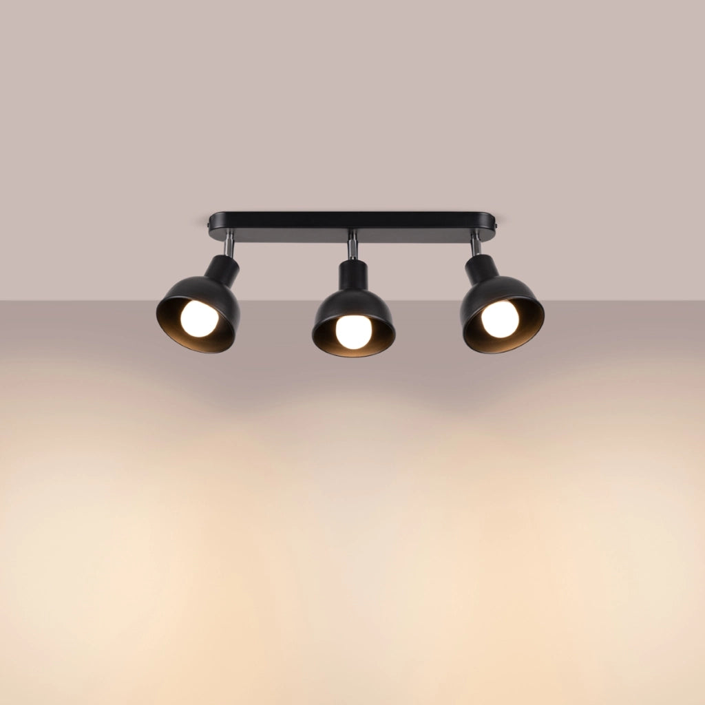 Lampada LED Elba Bittersweet Shimmer regolabile in acciaio nero a 3 luci