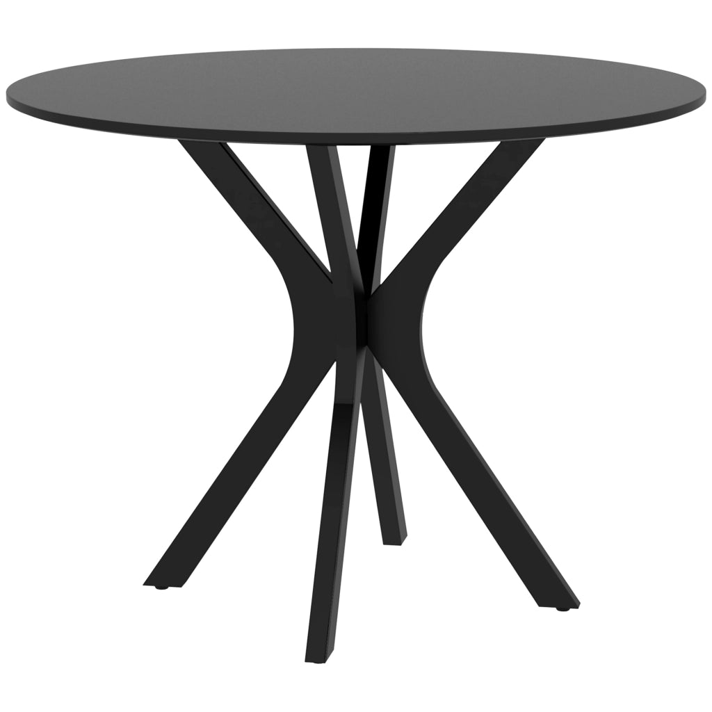 Tavolo da Pranzo Moderno Rotondo per 4 Persone in Acciaio e MDF, ?100x75cm, Nero