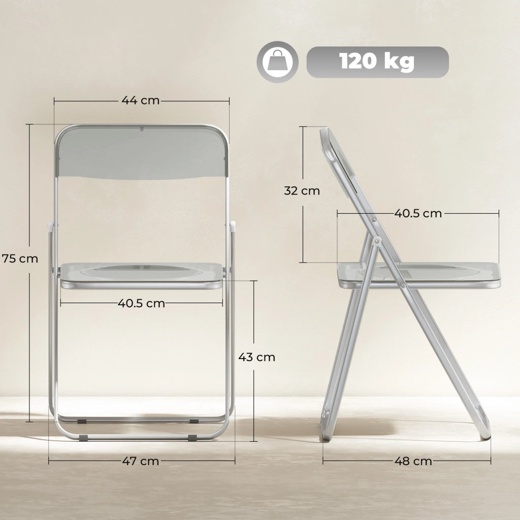 Set 4 Sedie Pieghevoli in Acrilico ¨C Zephmum ¨C Grigio Trasparenti