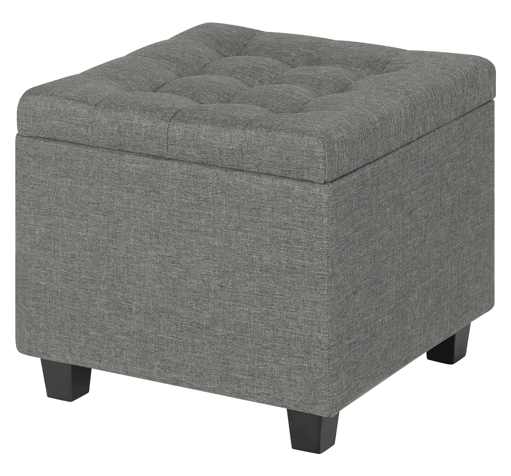 Pouf Poggiapiedi Cubico XXL Con Contenitore Integrato Cubo Imbottito Lino 45Cm Piedini legno Panca Moderna Cassapanca Soggiorno Panchina Ingresso Scarpiera Sgabello Grande - Grigio1