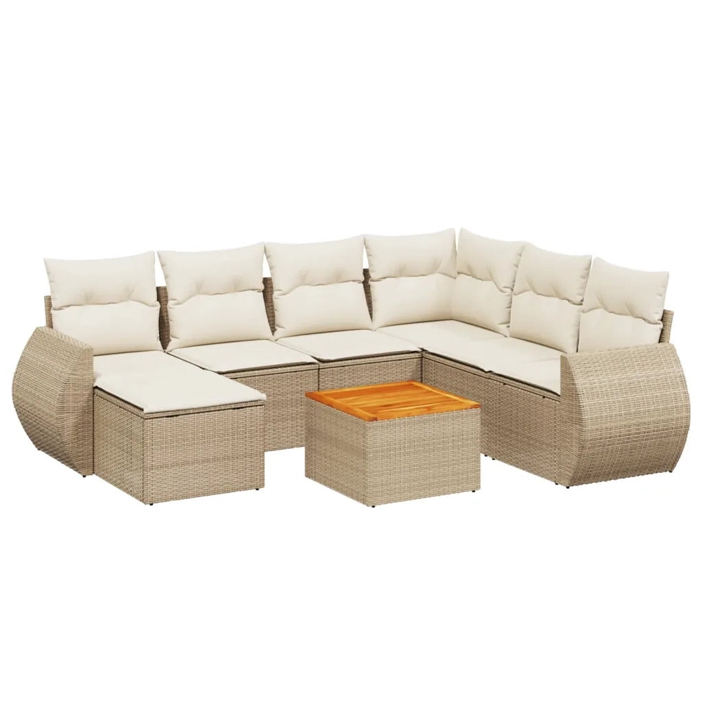 Set Divano da Giardino 8 pz con Cuscini Beige in Polyrattan 3225120