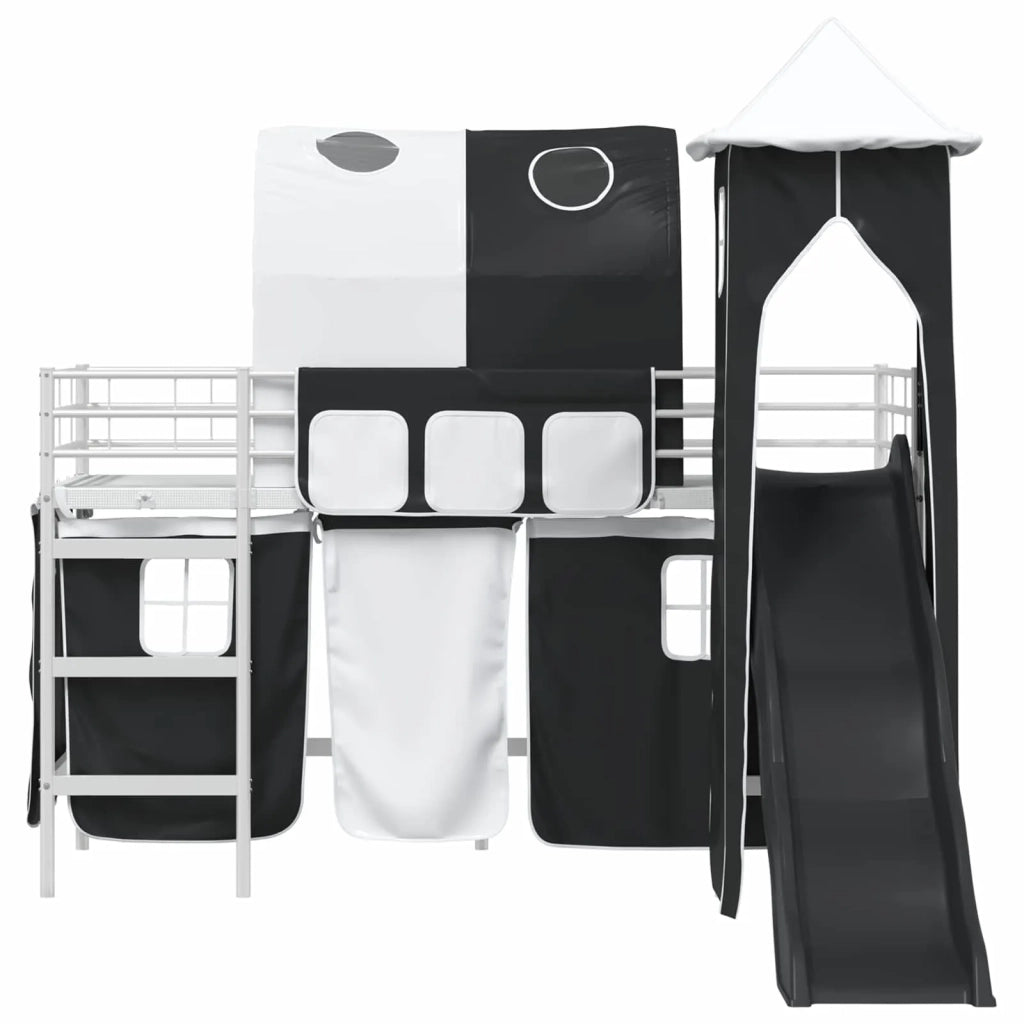 Struttura del letto loft per bambini-Giroletto per bambini Bianco e Nero 90 x 190 cm 589877