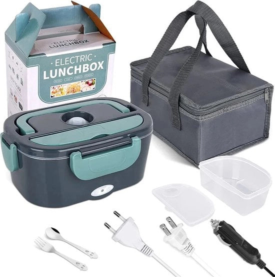 Lunchbox elettrico - 1,5L - Riscaldamento in 30 min - Colore verde/ grigio scuro - Acciaio inox e plastica