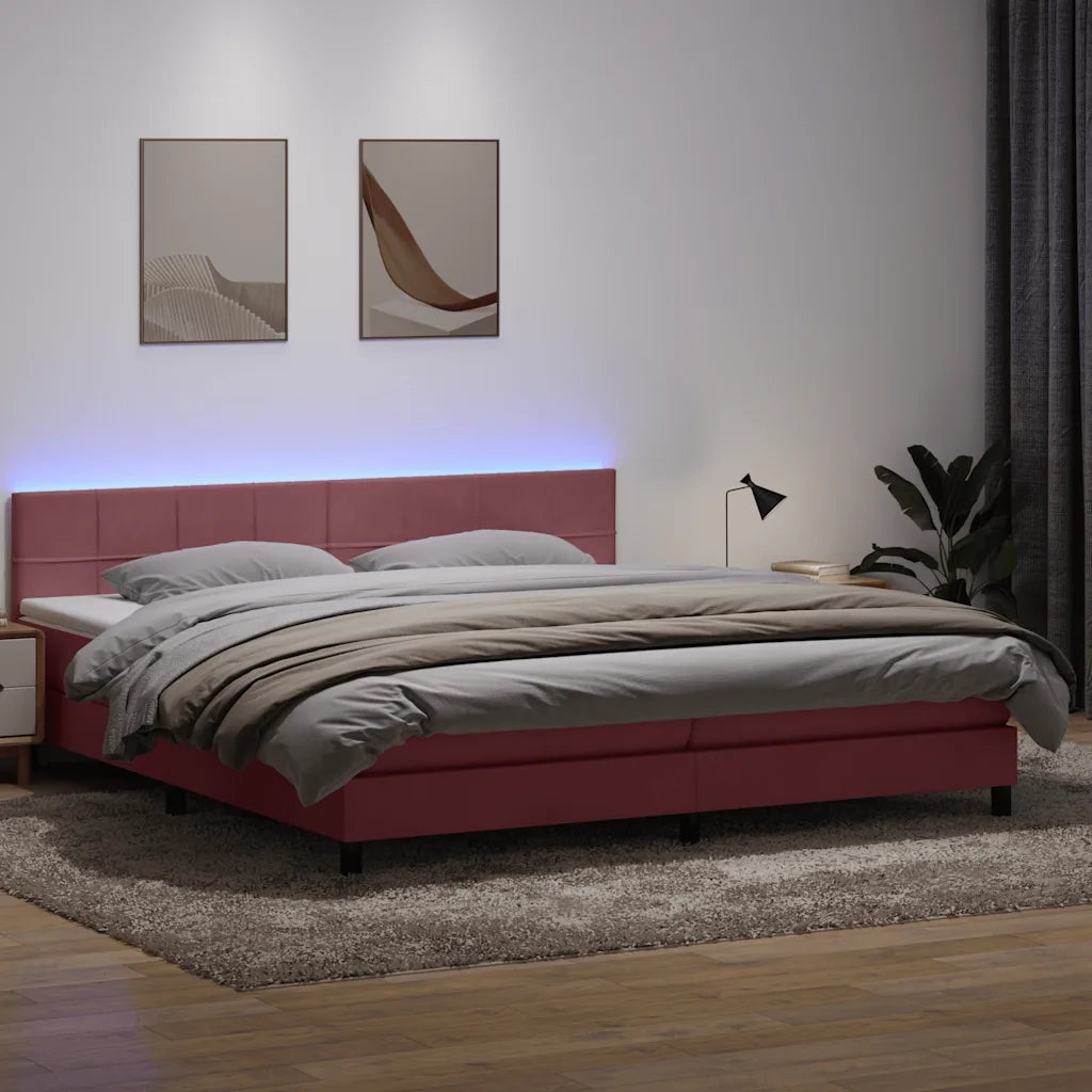 vidaXL Giroletto a Molle con Materasso Rosa 180x210 cm in Velluto