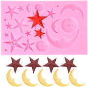 Set di decorazioni per torte in silicone 3D con forma di luna e stella - materiale in silicone alimentare - forma per torte - sicuro per progetti alimentari - resistente a temperature fino a 230°C