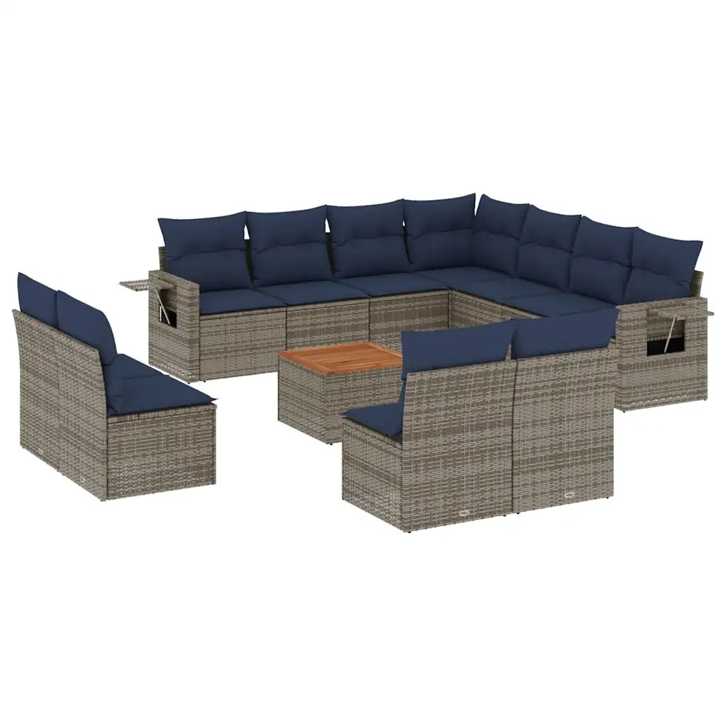 Set Divani da Giardino 12 pz con Cuscini Grigio in Polyrattan 3224626