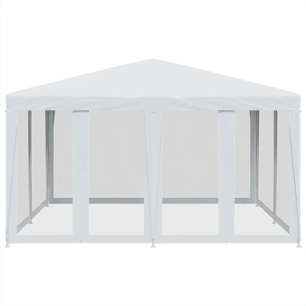 Tenda per Feste con 8 Pareti Laterali in Rete Bianco 4x4 m HDPE 4010061