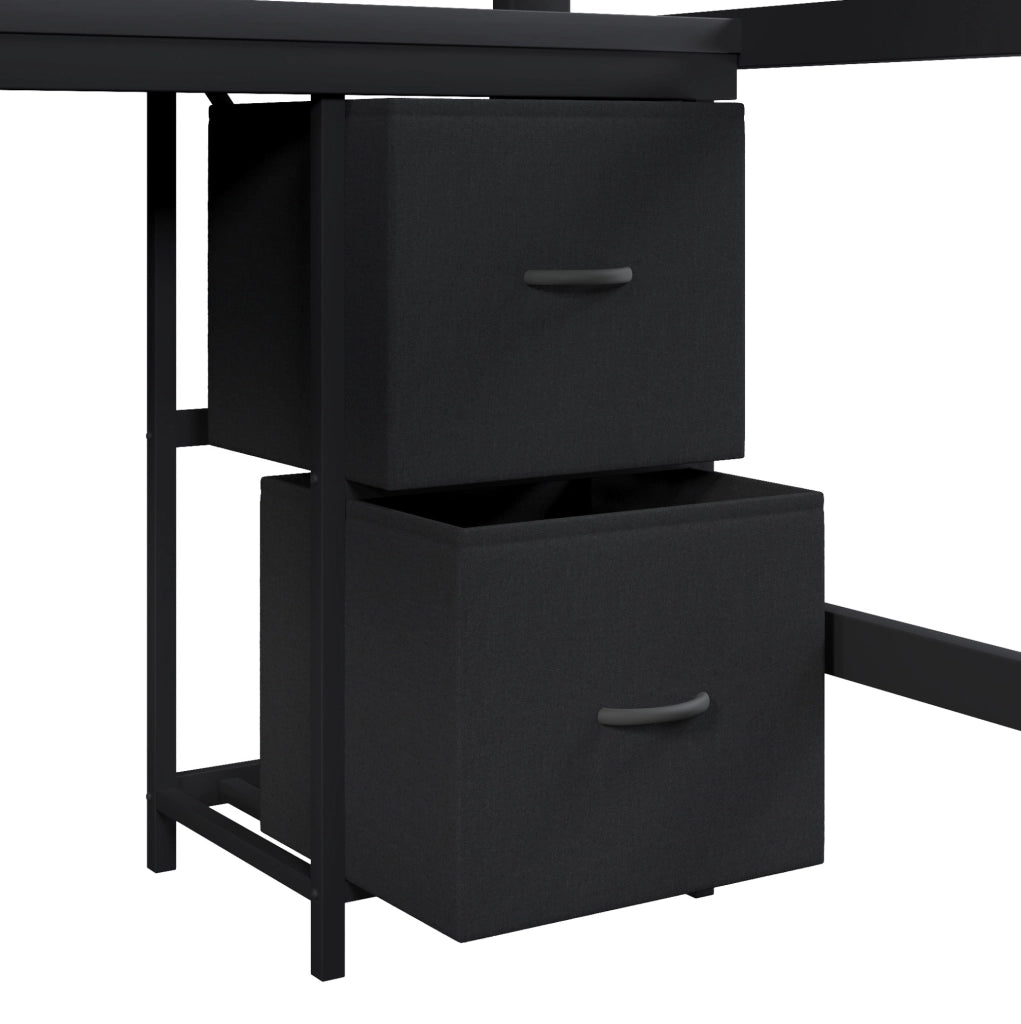 Letto a soppalco 140x200 cm con scrivania e LED in MDF e metallo nero