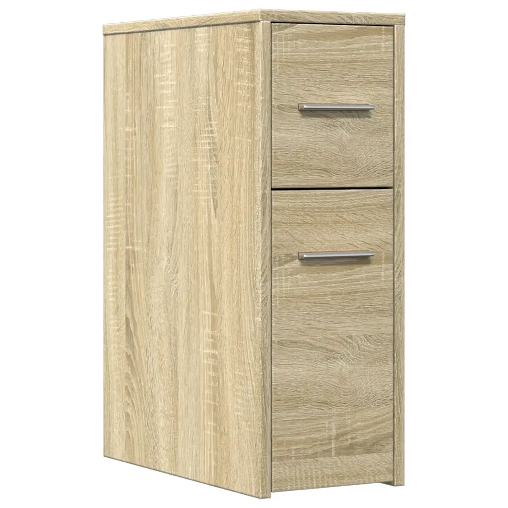 Armadietto da Bagno Stretto con Ruote Rovere Sonoma Truciolato