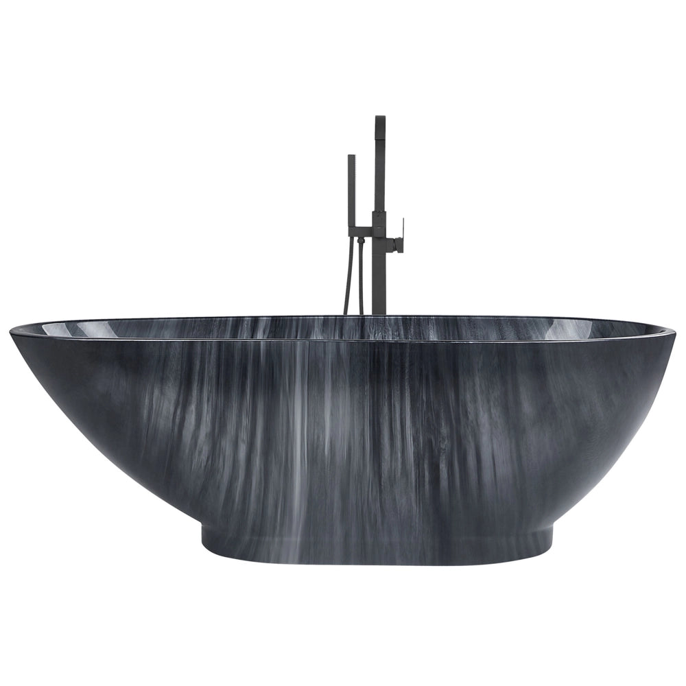 Vasca freestanding effetto marmo Nero sanitario acrilico singolo 170 x 80 cm ovale design moderno