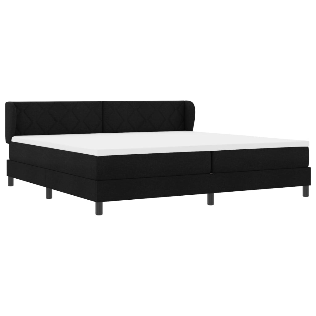 Letto Box Spring Nero con Materasso , 200x200 cm, Tessuto