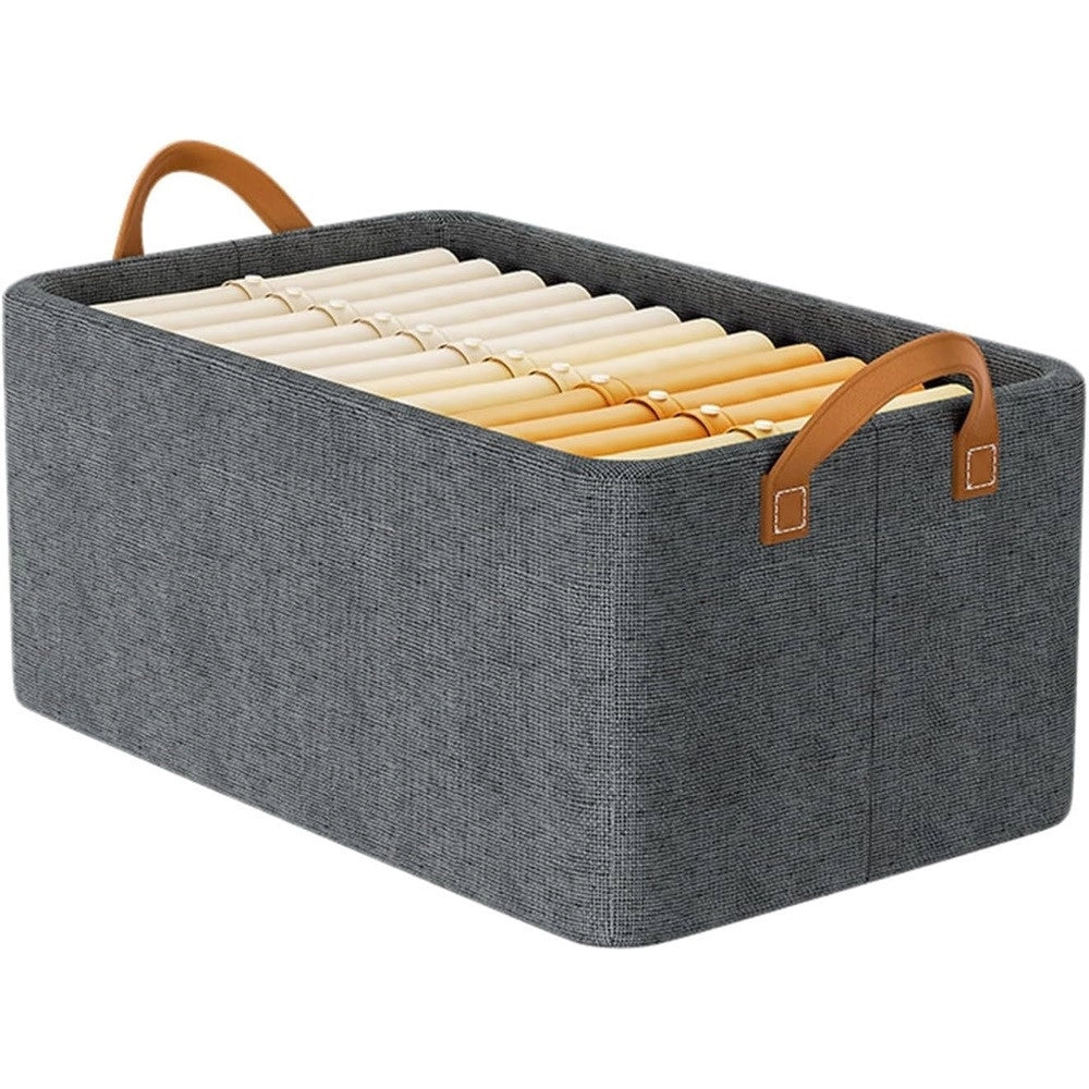 Trade Shop - Scatola Portaoggetti Pieghevole Organizer Portatile Tessuto Telaio In Metallo 47x28x20cm -