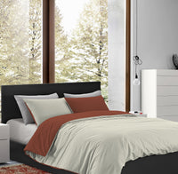 Parure Copripiumino in Flanella Felpato  Bicolore Sacco e Federe Double Face 100% Cotone - Terra-Panna - Singolo