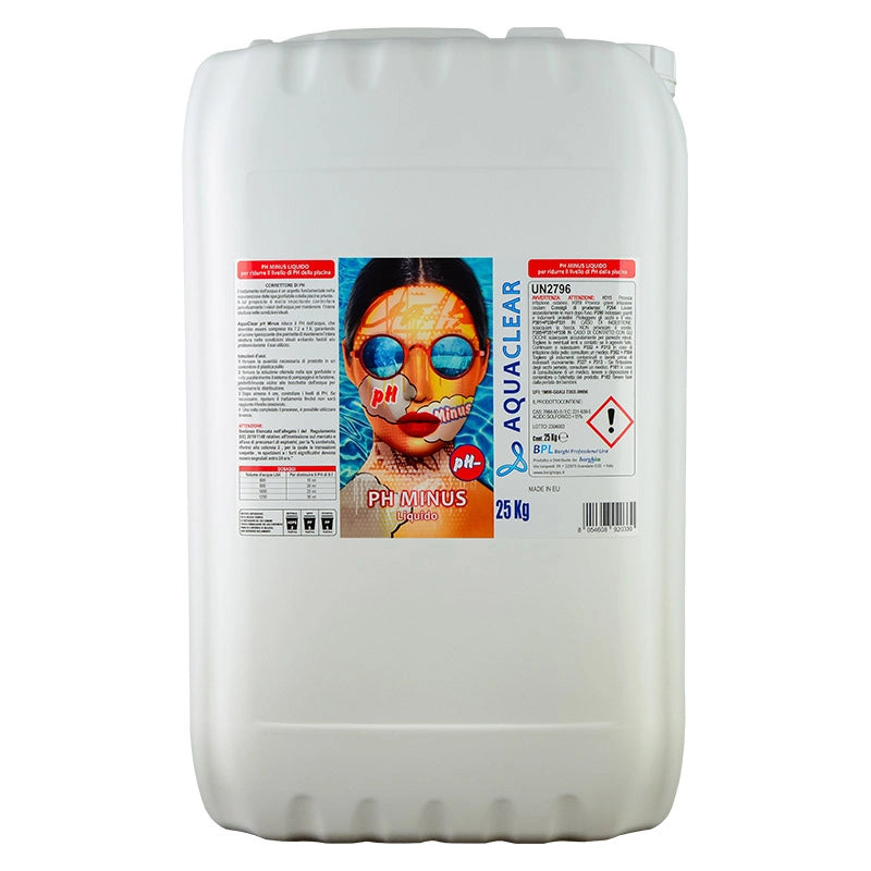 Riduttore Ph Minus Liquido Piscina, Confezione Da 25 Kg