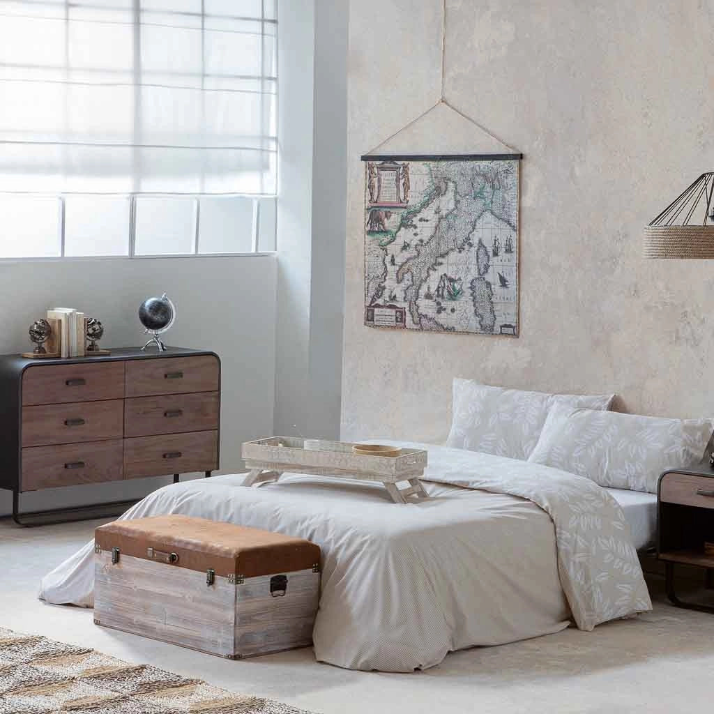 Baule in legno e Sgabello in similpelle marrone 80x40x38h