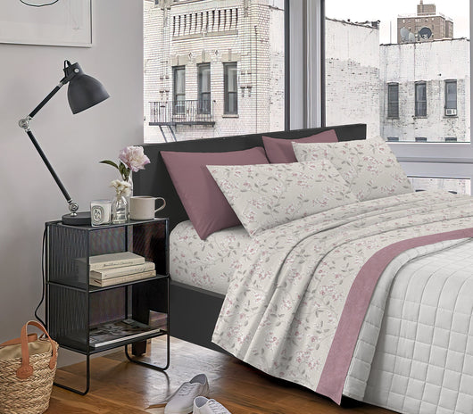 Completo Letto In Cotone Di Flanella Lenzuola Matrimoniali,Parure, Flanella Calda e Morbida,Anti Pilling Felpato Flanellato - Bocciolorosa520 - Matrimoniale