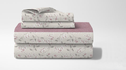 Completo Letto In Cotone Di Flanella Lenzuola Matrimoniali,Parure, Flanella Calda e Morbida,Anti Pilling Felpato Flanellato - Bocciolorosa520 - Matrimoniale