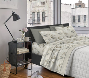 Completo Letto In Cotone Di Flanella Lenzuola Matrimoniali,Parure, Flanella Calda e Morbida,Anti Pilling Felpato Flanellato - Foglie510beige - Matrimoniale