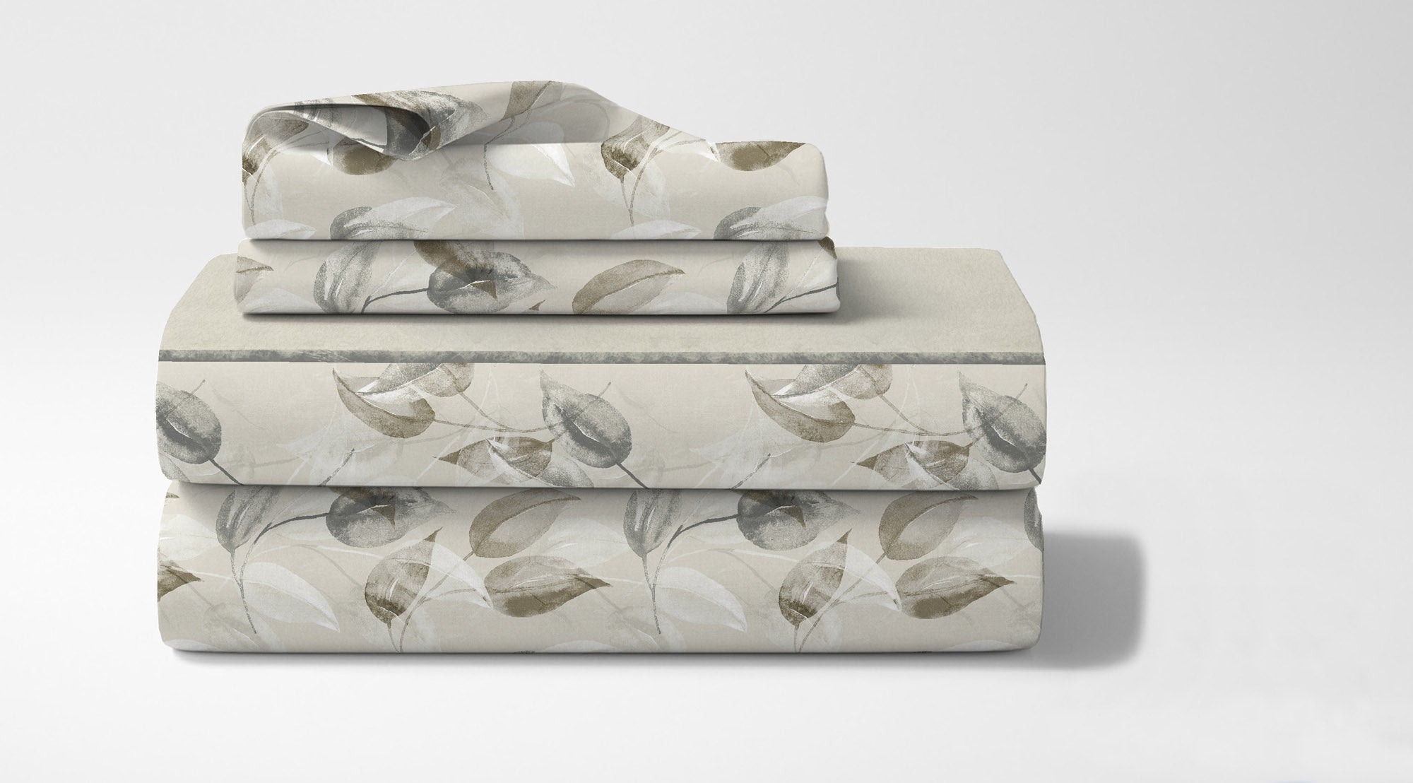 Completo Letto In Cotone Di Flanella Lenzuola Matrimoniali,Parure, Flanella Calda e Morbida,Anti Pilling Felpato Flanellato - Foglie510beige - Matrimoniale