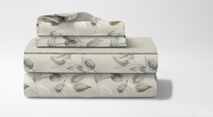 Completo Letto In Cotone Di Flanella Lenzuola Matrimoniali,Parure, Flanella Calda e Morbida,Anti Pilling Felpato Flanellato - Foglie510beige - Matrimoniale