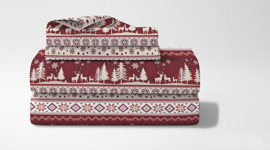 Completo Letto In Cotone Di Flanella Lenzuola Matrimoniali,Parure, Flanella Calda e Morbida,Anti Pilling Felpato Flanellato - Inverno516rosso - Matrimoniale