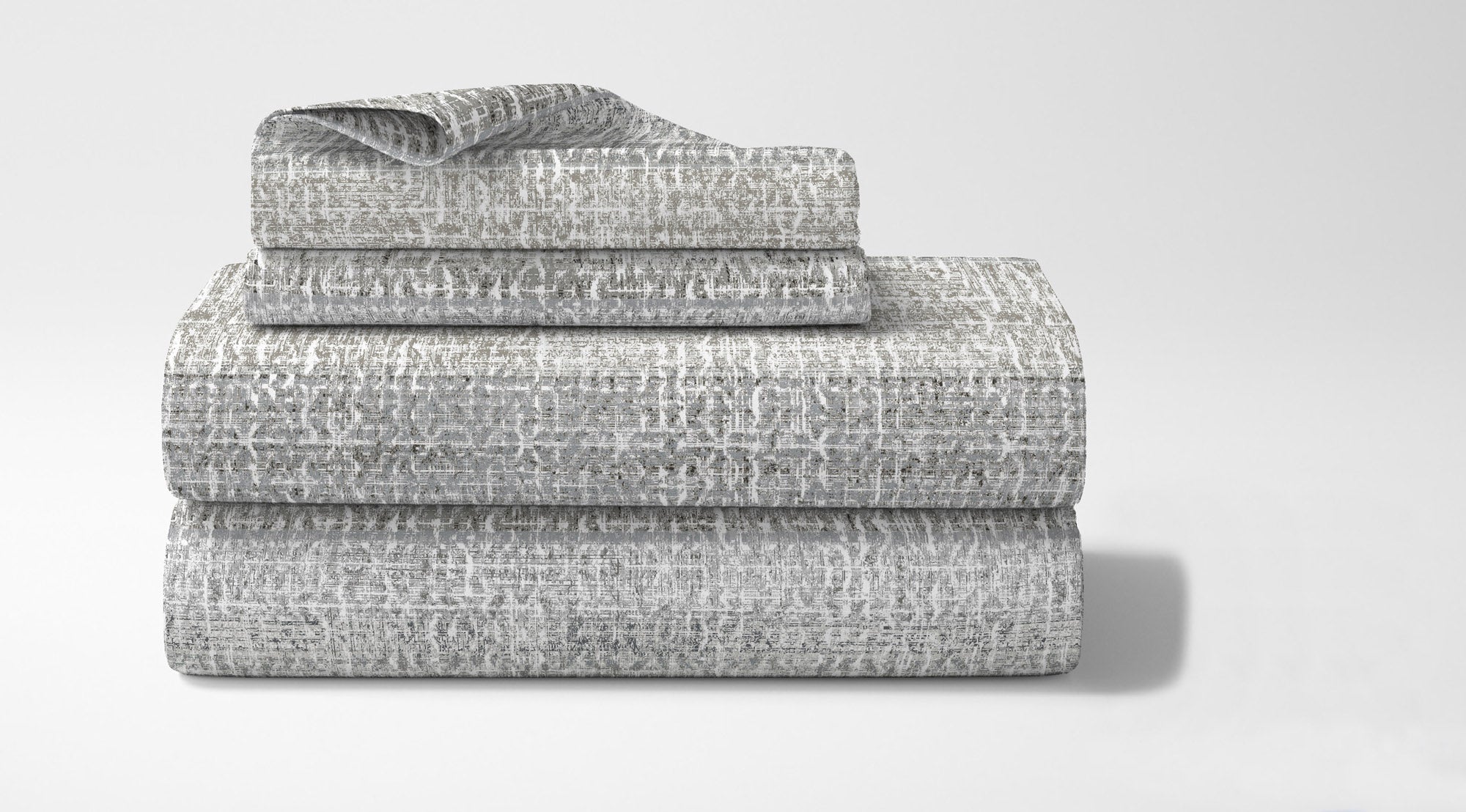 Completo Letto In Cotone Di Flanella Lenzuola Matrimoniali,Parure, Flanella Calda e Morbida,Anti Pilling Felpato Flanellato - Rigato521grigio - Matrimoniale