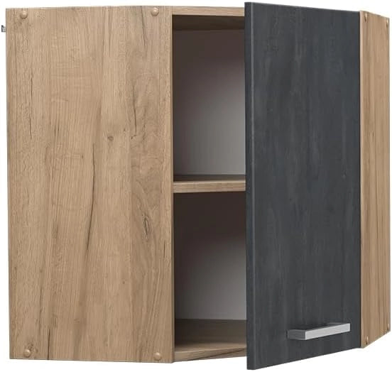 Mobile angolare da cucina R-Line, Calcestruzzo nero, 57 cm, per la libera combinazione all'interno di sistemi cucina modulari