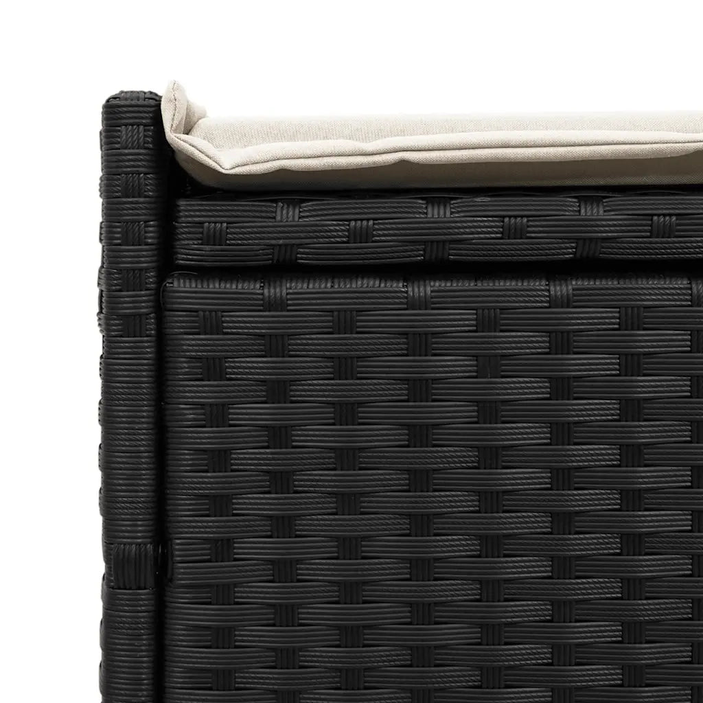 CassaPanchina da esterno | Panchina da Giardino | Panca da Giardino con Cuscino Nera 100 cm in Polyrattan