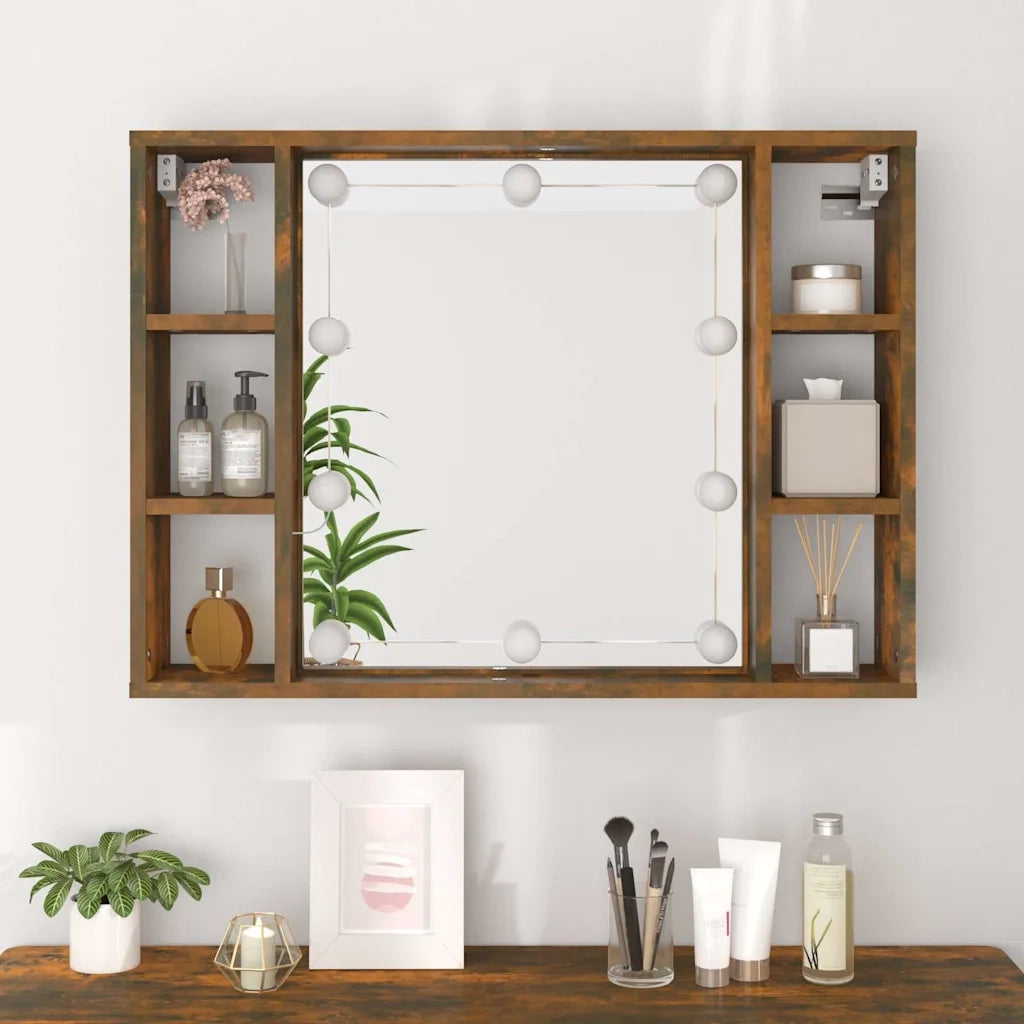 Mobile a Specchio con LED Rovere Fumo 76x15x55 cm CFW1917499