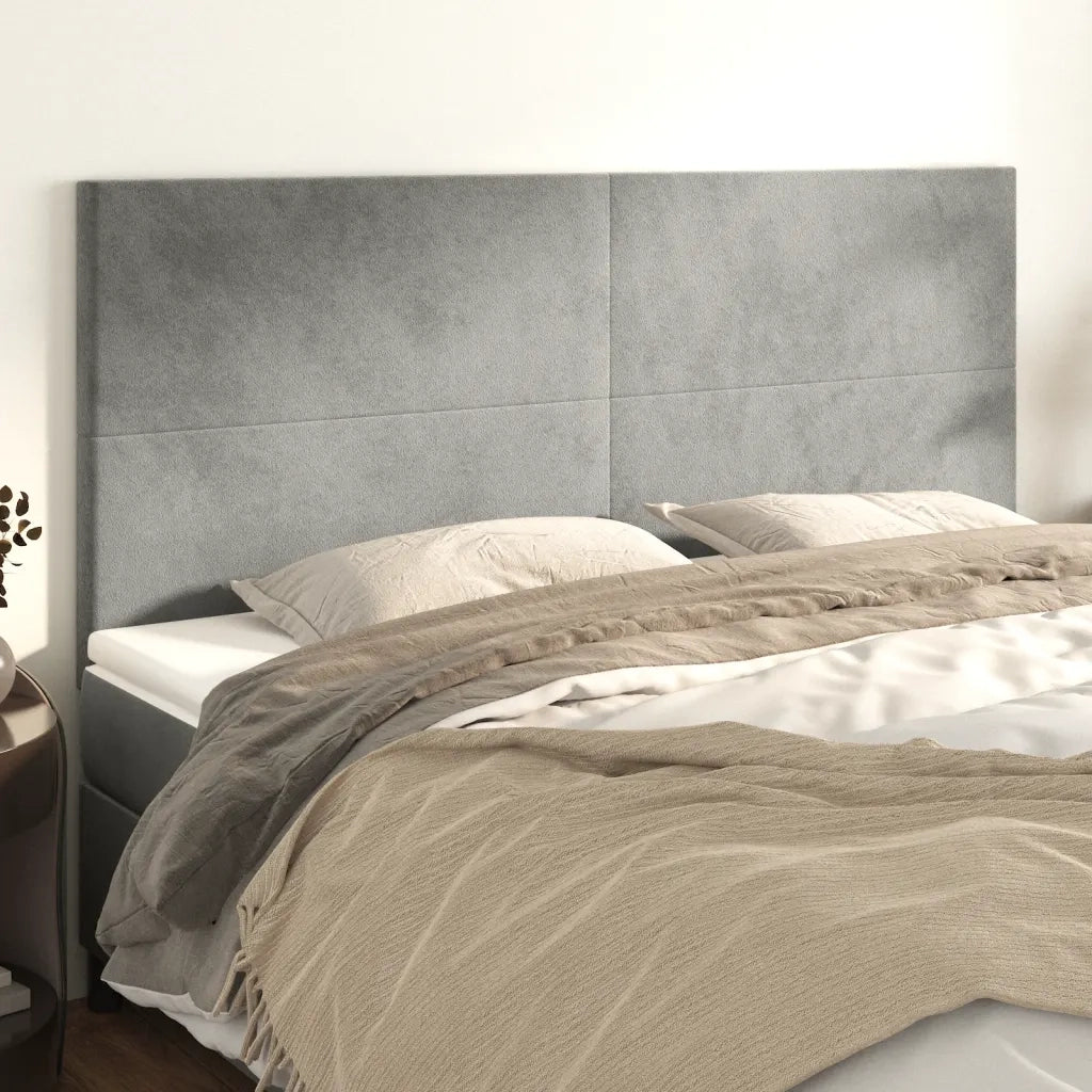 Testiera 4 pz Grigio Chiaro 90x5x78/88 cm in Velluto cod mxl 46551
