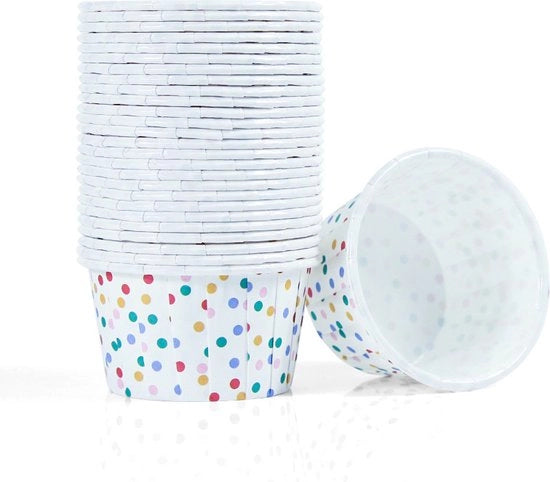 Mini forme per cupcake in carta - set da 100 - Forme per muffin e cupcake - Cupcake - Cesti per dolci - Copricesti per muffin e cupcake con punti a strisce - per muffin, torta al cioccolato e torta resistenti all'olio da cucina