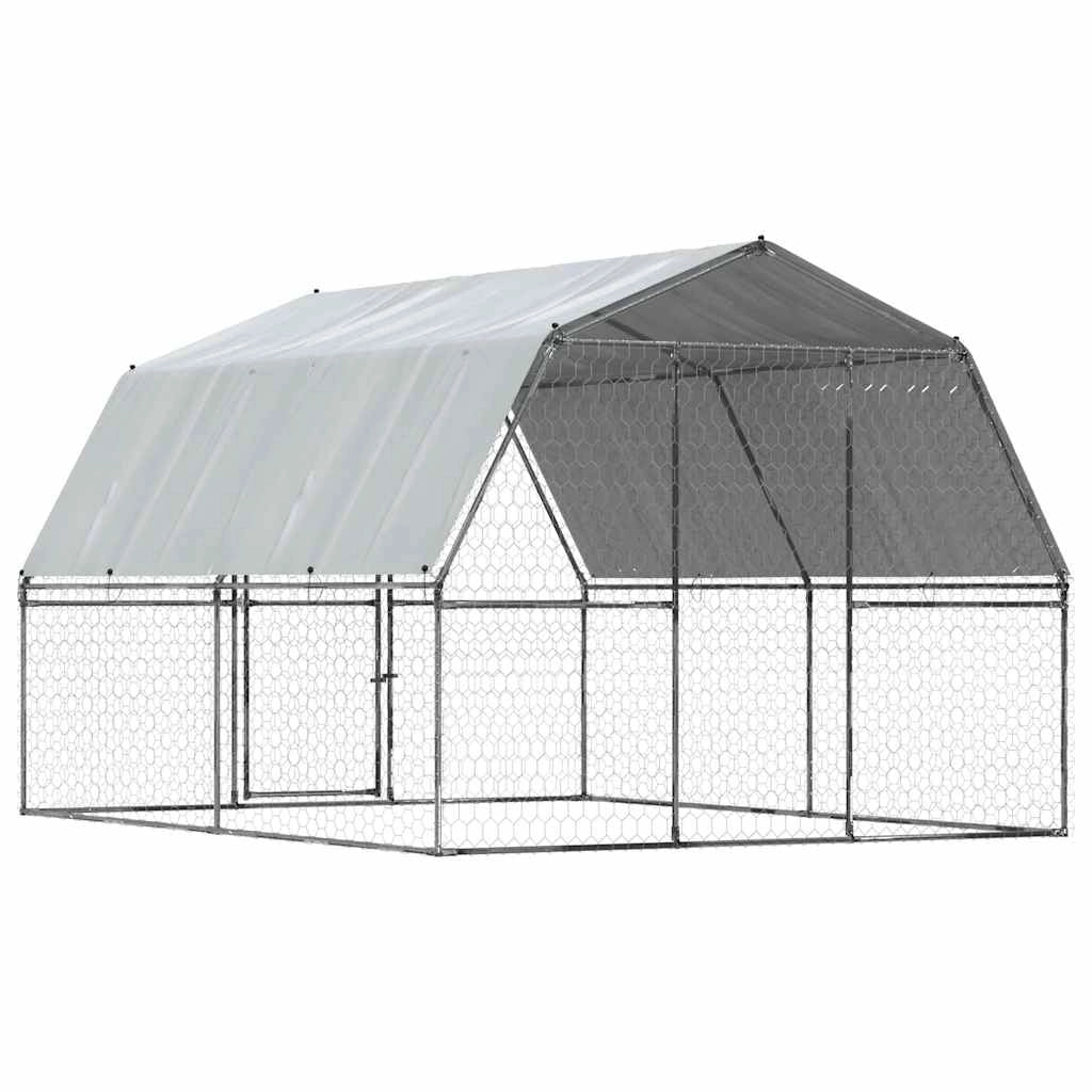 Gabbia per cani con tetto e porta acciaio zincato argento Silver 02_0041640