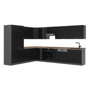 Cucina angolare completa Fame-Line Nero rigato/Antracite 347 x 60 cm, PL Rovere Vicco