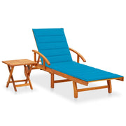 Lettino prendisole sedia a sdraio lettino prendisole letto da giardino mobili da esterno per patio con tavolo e cuscino legno di acacia 02_0012636