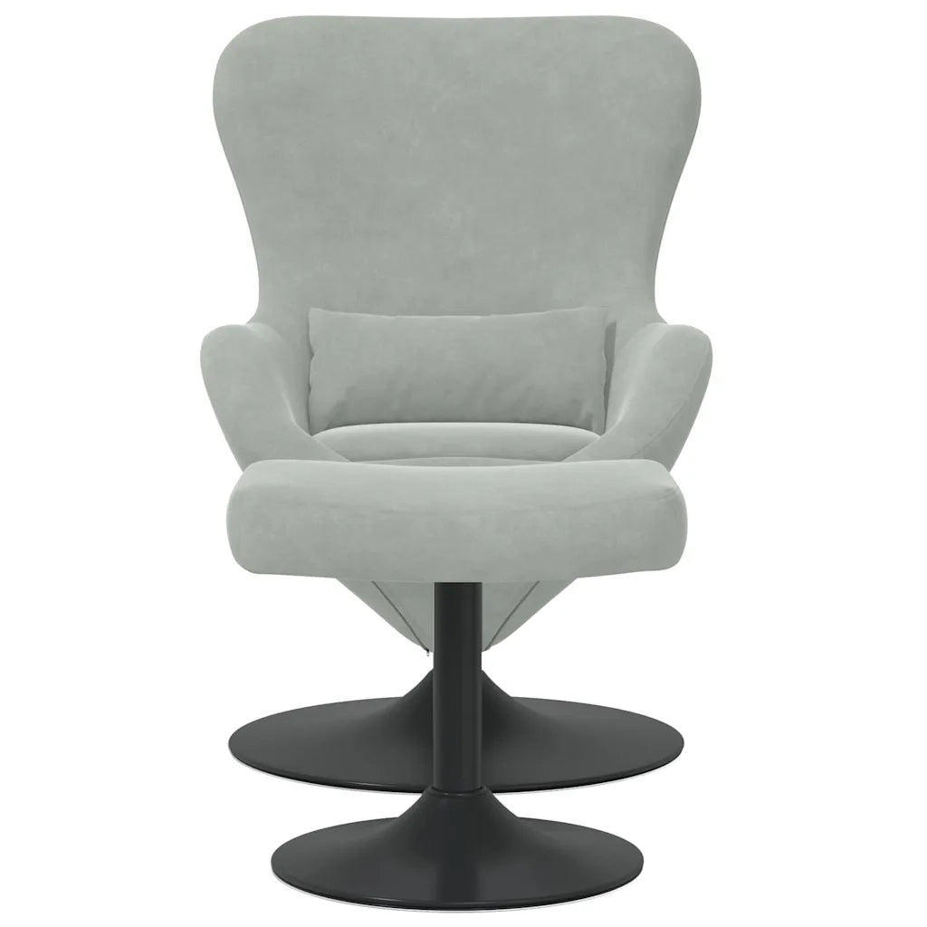 Sedia Egg con Pouf Grigio chiaro Velluto 42002744