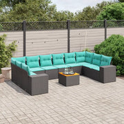 Set Divani da Giardino 11 pz con Cuscini Nero in Polyrattan 3225616