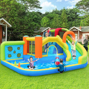 Castello gonfiabile per bambini con scivolo d'acqua trampolino parete da arrampicata e soffiatore da 450 W