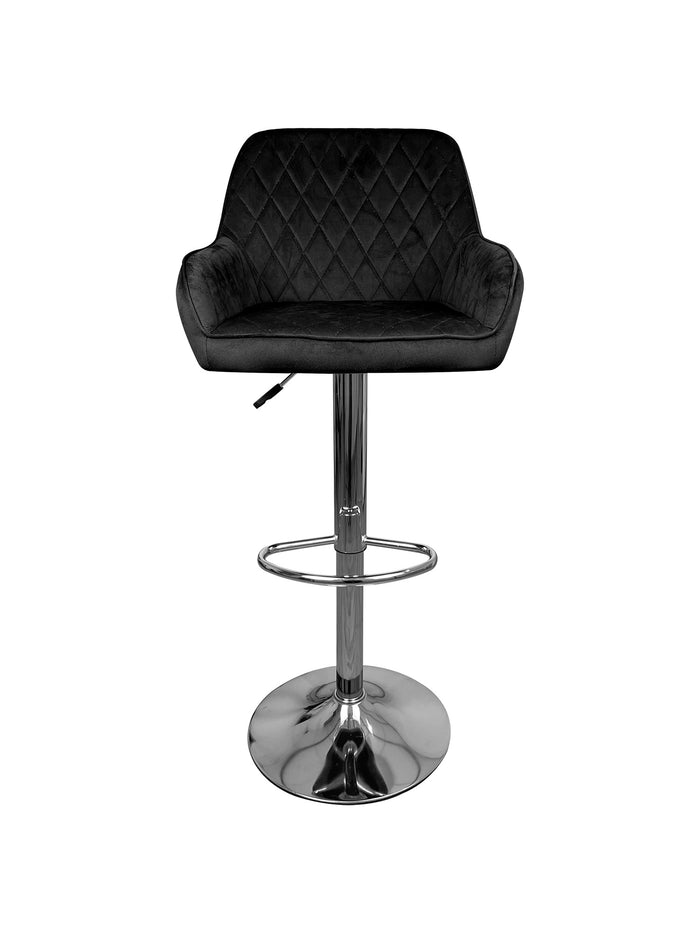 Coppia Sgabelli da Bar/Casa Moderni Girevoli Con Braccioli E Schienale Quadrato Sgabello Con Altezza Regolabile in Velluto Basamento Antigraffio - Nero