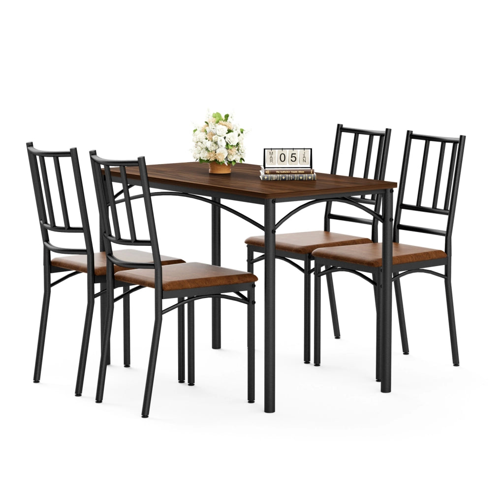 Set tavolo da pranzo con 4 sedie, noce, 110 x 60 cm