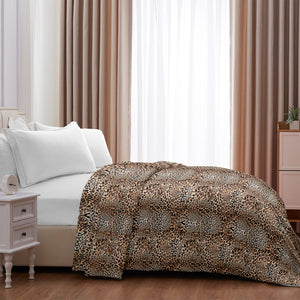 Trapunta Matrimoniale Invernale Stampata Piumino Caldo Piumone Prodotto Italiano Imbottitura Coperta Anallergica Traspirante - 10Leopard 